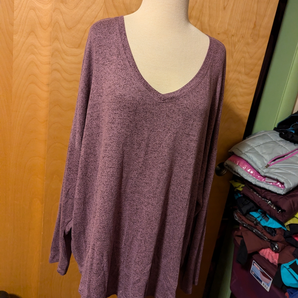 Purple V-Neck Long Sleeve Sweater